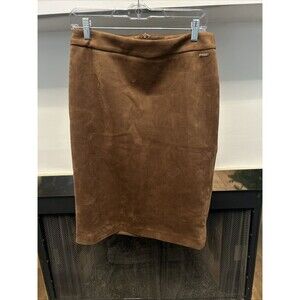 Women’s Tahari Faux Suede Pencil Skirt In Tobacco Sz Medium